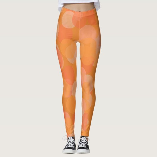 Moderne Orange Fall Watercolor Circles Halloween Leggings (Vorderseite)