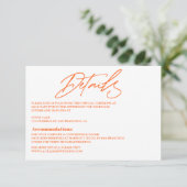 Moderne, orange farbenfrohe Hochzeitskarte RSVP Karte (Stehend Vorderseite)