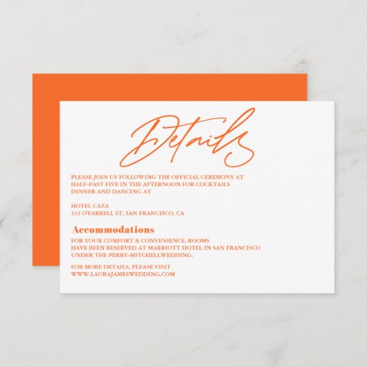 Moderne, orange farbenfrohe Hochzeitskarte RSVP Karte (Vorne/Hinten)