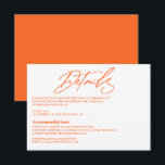 Moderne, orange farbenfrohe Hochzeitskarte RSVP Karte<br><div class="desc">Diese schöne Wedding Details Card ist in einem eleganten,  orangefarbenen Design gestaltet und bietet ein lebendiges,  trendiges Farbschema aus heiß rosa und orange. Karo der Auflistung für mehr passende Elemente.</div>