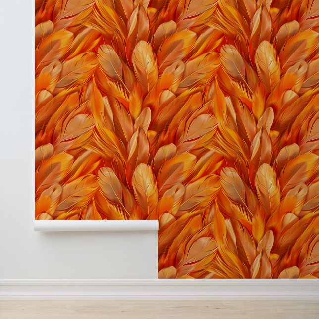 Moderne orange Federn Tapete (Anwendung)