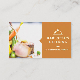 Moderne Orange Food Foto Catering Business Card Visitenkarte