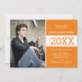 Moderne Orange Foto Abschluss Ankündigung (Vorderseite)