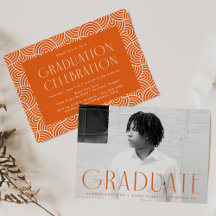 Moderne Orange Foto Graduation Party