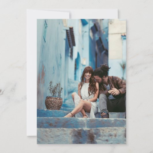 Moderne ORANGE Foto Underlay Wedding Save The Date (Vorderseite)