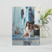 Moderne ORANGE Foto Underlay Wedding Save The Date (Stehend Vorderseite)