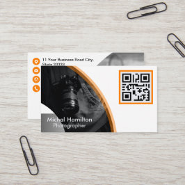 Moderne Orange Fotograf Business Card Visitenkarte