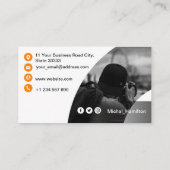 Moderne Orange Fotograf Business Card Visitenkarte (Rückseite)