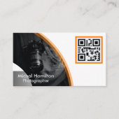 Moderne Orange Fotograf Business Card Visitenkarte (Vorderseite)