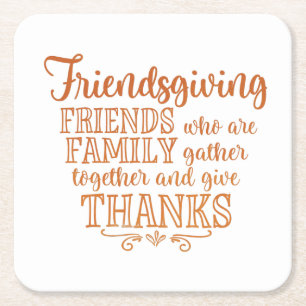 Moderne Orange Friendsgiving Rechteckiger Pappuntersetzer