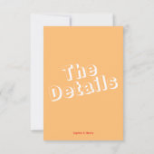 Moderne orange Fun Retro Hochzeitskarte RSVP Karte (Rückseite)