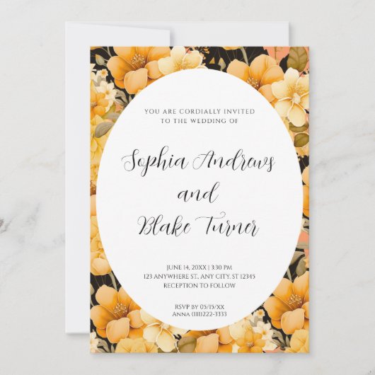 Moderne Orange Garden Gerahmte Hochzeit Einladung (Vorderseite)