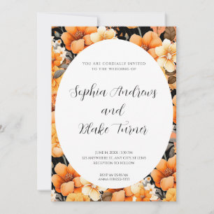 Moderne Orange Garden Gerahmte Hochzeit Einladung