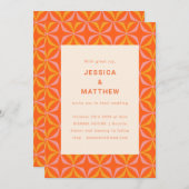 Moderne Orange Geometric Einzigartige Hochzeit Mit Einladung (Vorne/Hinten)