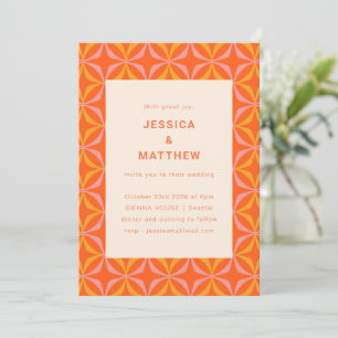 Moderne Orange Geometric Einzigartige Hochzeit Mit Einladung