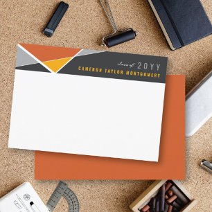 Moderne orange geometrische Block-Abschlusskarte Dankeskarte
