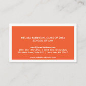 MODERNE ORANGE-GESCHÄFTSKARTE FÜR UNI-STUDENTEN TELEFONNUMMERKARTE (Rückseite)