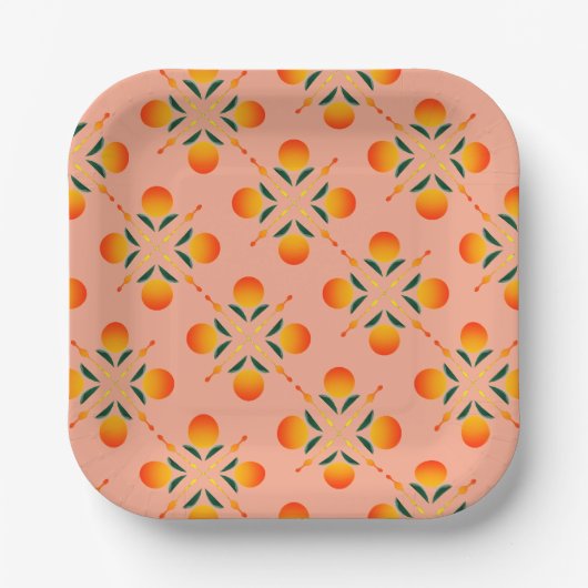 Moderne Orange Graphic Print Pappteller (Vorderseite)