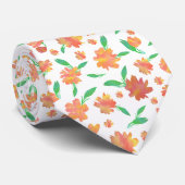 Moderne orange-grüne Aquarellblumen Krawatte (Gerollt)