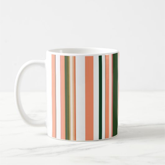 Moderne, orange grüne Streifen Kaffeetasse (Links)
