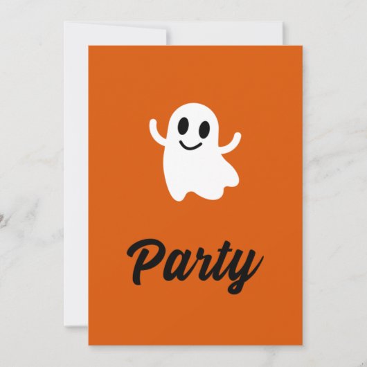 Moderne Orange Halloween-Party Ghost Einladung (Vorderseite)