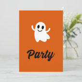 Moderne Orange Halloween-Party Ghost Einladung (Stehend Vorderseite)