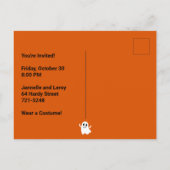 Moderne Orange Halloween-Party Ghost Einladung Postkarte (Rückseite)