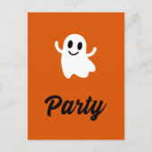Moderne Orange Halloween-Party Ghost Einladung Postkarte (Vorderseite)