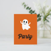 Moderne Orange Halloween-Party Ghost Einladung Postkarte (Stehend Vorderseite)