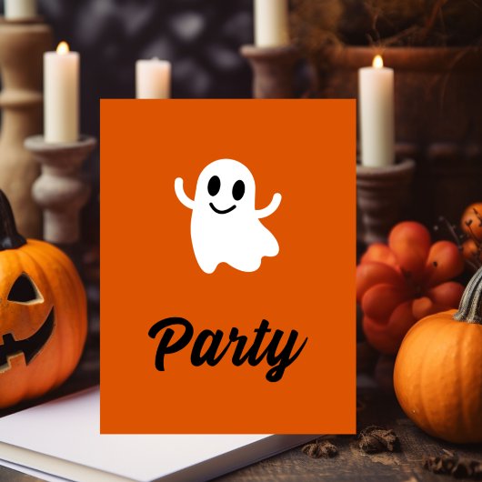 Moderne Orange Halloween-Party Ghost Einladung Postkarte