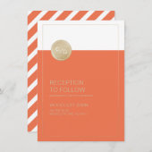 Moderne Orange Hochzeitskarte Einladung (Vorne/Hinten)