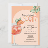 Moderne Orange Liebe im First Spritz Brautparty Einladung (Vorderseite)