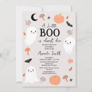 Moderne Orange Little Boo Fast Due Baby Dusche Einladung