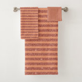 Moderne Orange Mango Glitter Style Vertikale Strei Badhandtuch Set (Insitu)