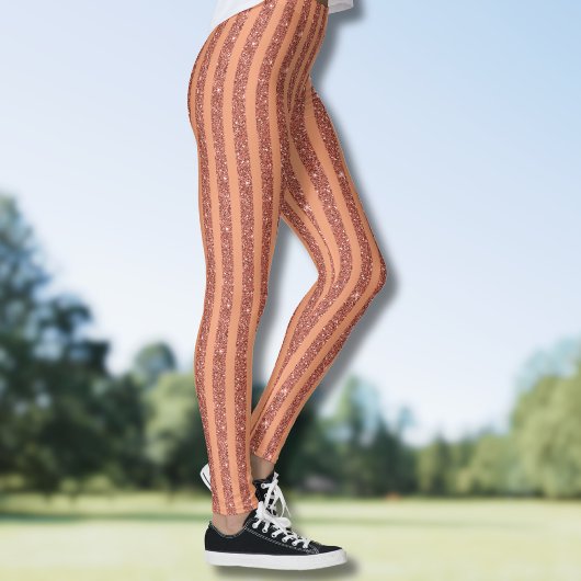 Moderne Orange Mango Glitter Style Vertikale Strei Leggings