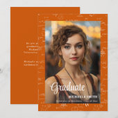 Moderne Orange Mathe-Foto-Abschluss  Ankündigung (Vorne/Hinten)
