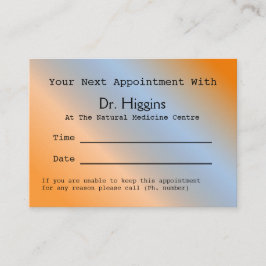 Moderne Orange Medical Dental Appointment Card Terminkarte