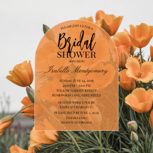 Moderne Orange Mohn Blumen Hochzeitsdusche Einladung