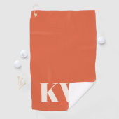 Moderne Orange Monogram Initialen Personalisiert Golfhandtuch (Insitu)