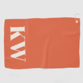 Moderne Orange Monogram Initialen Personalisiert Golfhandtuch (Horizontal)