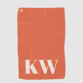 Moderne Orange Monogram Initialen Personalisiert Golfhandtuch (Vorderseite)