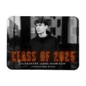 Moderne Orange Neon Class 2023 Foto Abschluss Magnet (Horizontal)