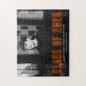 Moderne Orange Neon Class 2025 Abschluss Foto Puzzle (Vertikal)