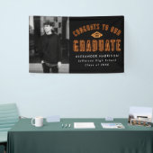 Moderne Orange Neon Foto Graduation Party Banner (Messeveranstaltung)