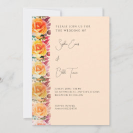 Moderne Orange Ombre Rose Cream Wedding Einladung