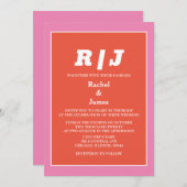 Moderne Orange Pink Trendy Minimal farbenfrohe Hoc Einladung (Vorne/Hinten)