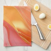 Moderne Orange Pink und Gold Abstrakt Luxus- Geschirrtuch (Viertel Falte)