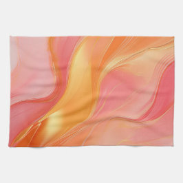 Moderne Orange Pink und Gold Abstrakt Luxus- Geschirrtuch