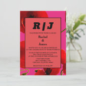 Moderne Orange Pink Wasserfarbe Floral Boho Hochze Einladung (Stehend Vorderseite)