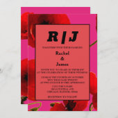 Moderne Orange Pink Wasserfarbe Floral Boho Hochze Einladung (Vorne/Hinten)